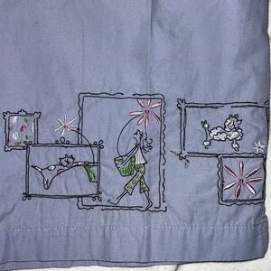 Blast Blues Women's Purple Capri Pants Embroidered Cats Poodles Lounge Size S